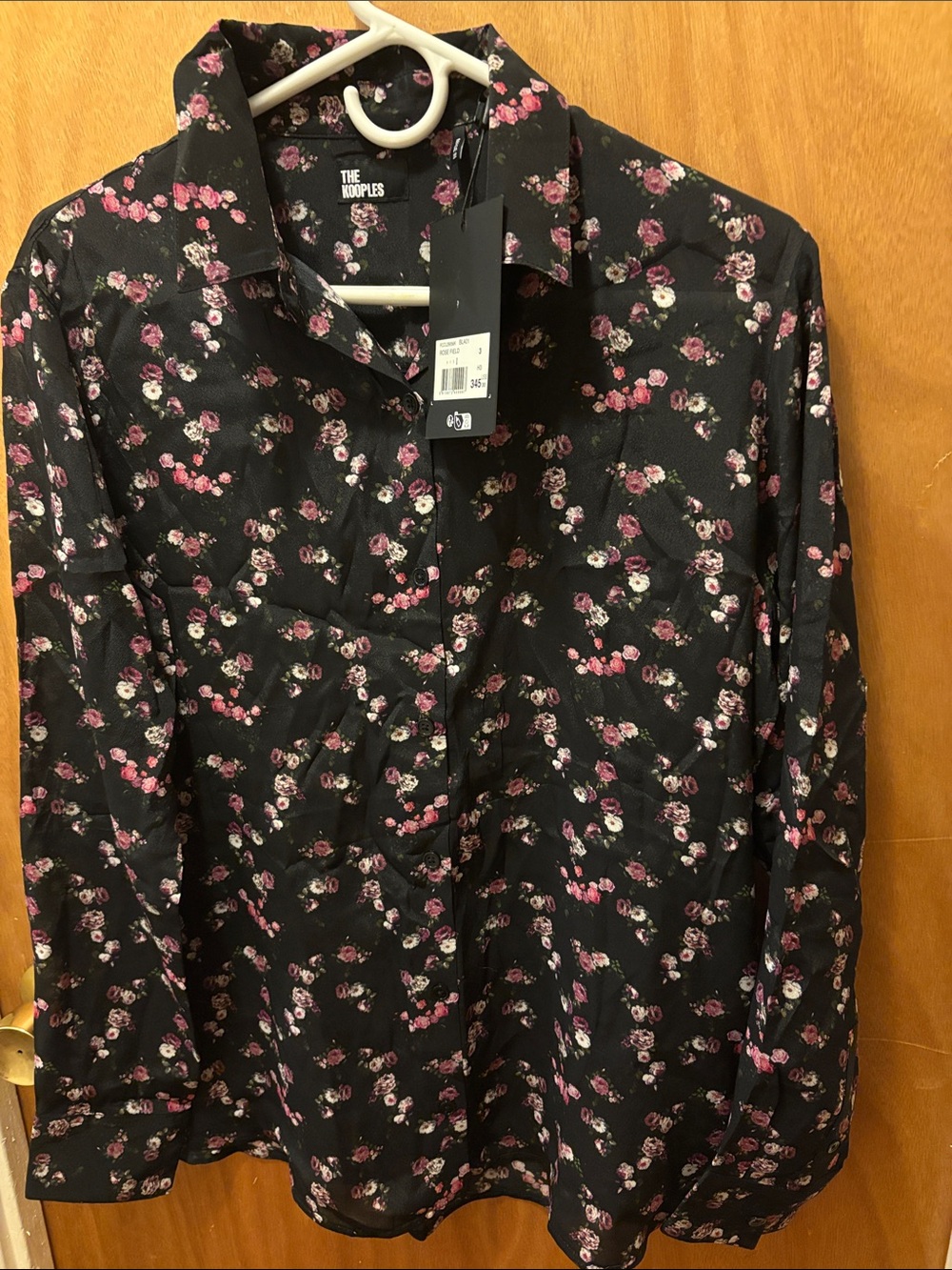 The Kooples Black Floral Button-Up Shirt